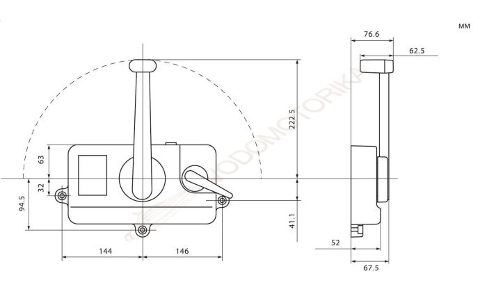 Дистанционное управление правый борт, тянет газ, 5м. Yang-Xian