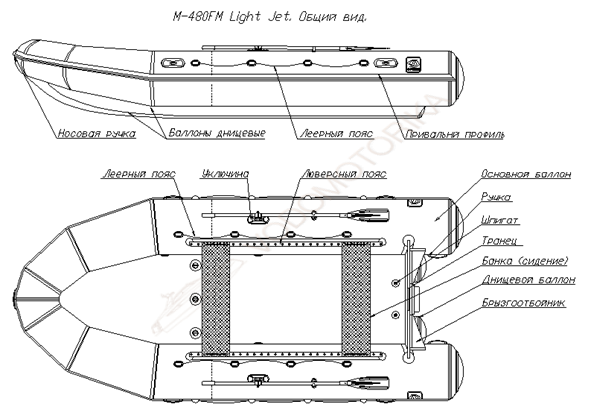Надувная лодка Фрегат M-480 FM Light Jet (серая)