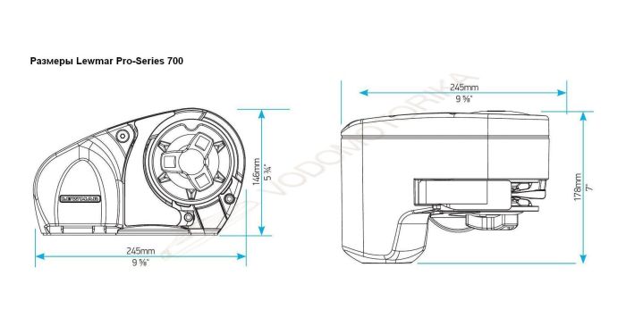 Лебедка якорная Lewmar Pro-Series 700, 12В 500Вт