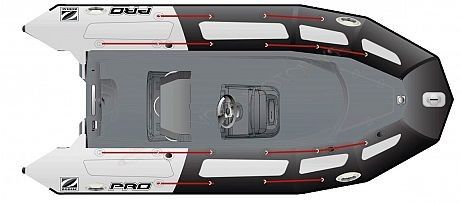 Лодка надувная ZODIAC PRO 500 TOURING ПВХ ( черно-серые баллоны, серый корпус )