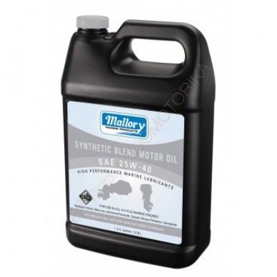 Полусинтетическое моторное масло Mallory Marine 25W-40 "Silver" для 4-тактных двигателей, 3.78 л